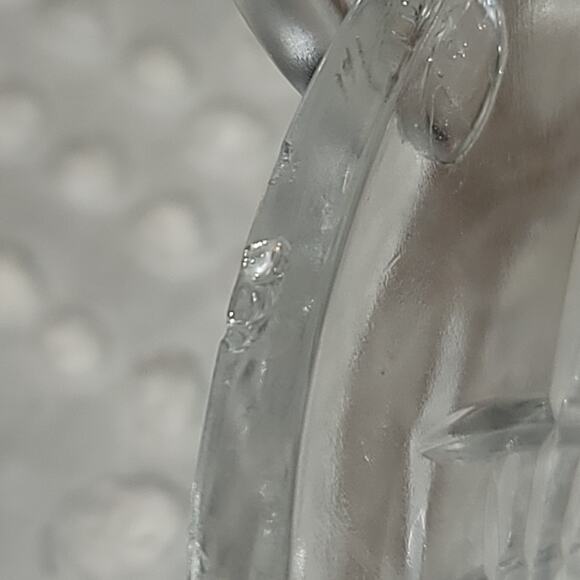 Crystal Clear Glass easter basket planter VASE diamond cut pattern woven - Picture 3 of 9